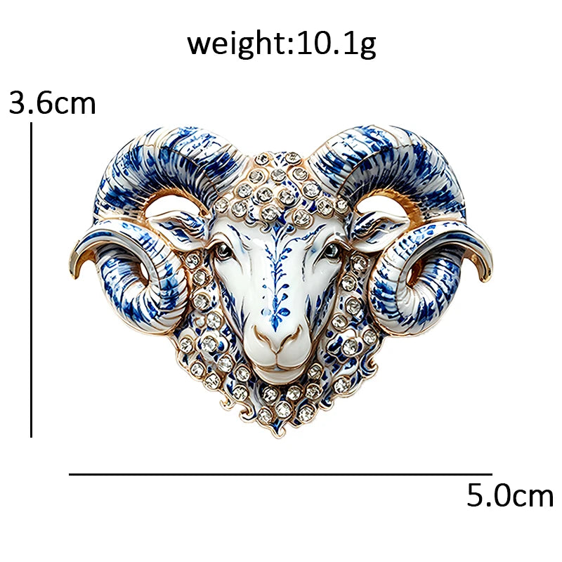 Wuli&baby Strong Goat Brooches For Women Men 2-color Enamel Rhinestone Year Of the Goat Animal Party Brooch Pins New Year Gifts
