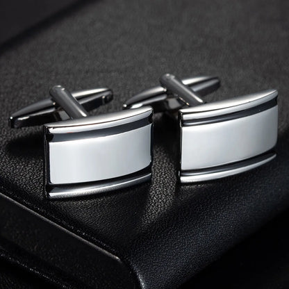 Round Cufflinks Mens For Business Shirt Wedding Party Men Cufflink Solid Cloth Rectangle Stripe Cuff links Accessories Wholesale
