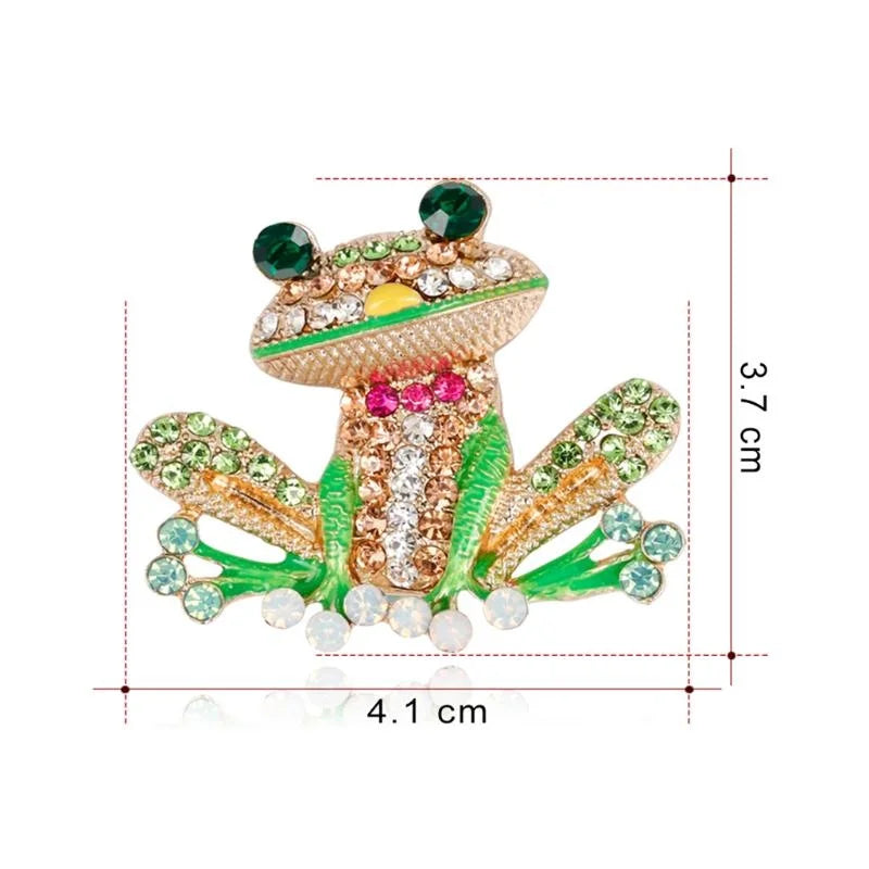Brooch Frog Pins Women Men Jewelry Costume Enamel Rhinestone Colorful