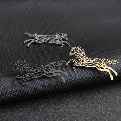 Luxury Running Horses Brooch Trendy Classic Zodiac Animal Lapel Pins Casual Jewelry Leopard Stainless Steel Brooches for Women