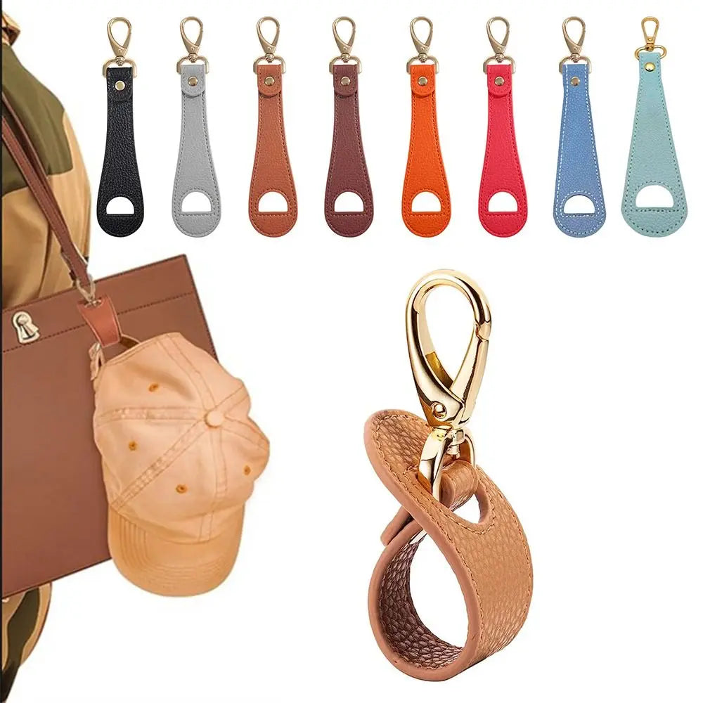 1Pcs PU Leather Hat Clip Hat Holder Hat Keep Clip Hands Free Storage Clip Buckle Outdoor Travel Hooks Handbag Accessories