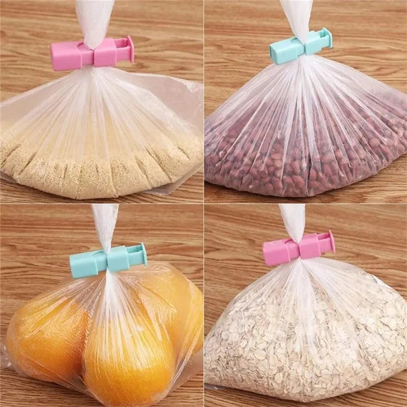 2pcs Food Sealing Bag Clip Reusable Fresh Food Storage Tools Plastic Sealer Clamp Snack Bread Seal Bag Home Kitchen Storage Clips