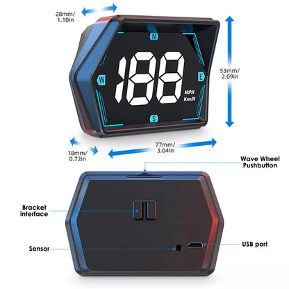 Dual Screen Car Speedometer Digital HUD ODB Driving Speedometer Windshield Projector Voltage Head Up Display For Truck Vehicles