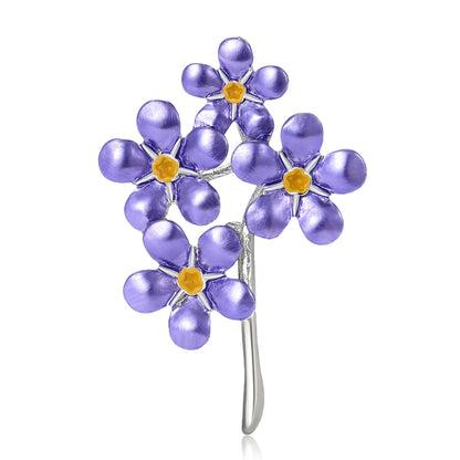 Beaut&Berry Trendy Forget Me Not Blue Flower Brooches for Women Unisex Enamel Plant Pins Casual Party Accessories Gifts Friends