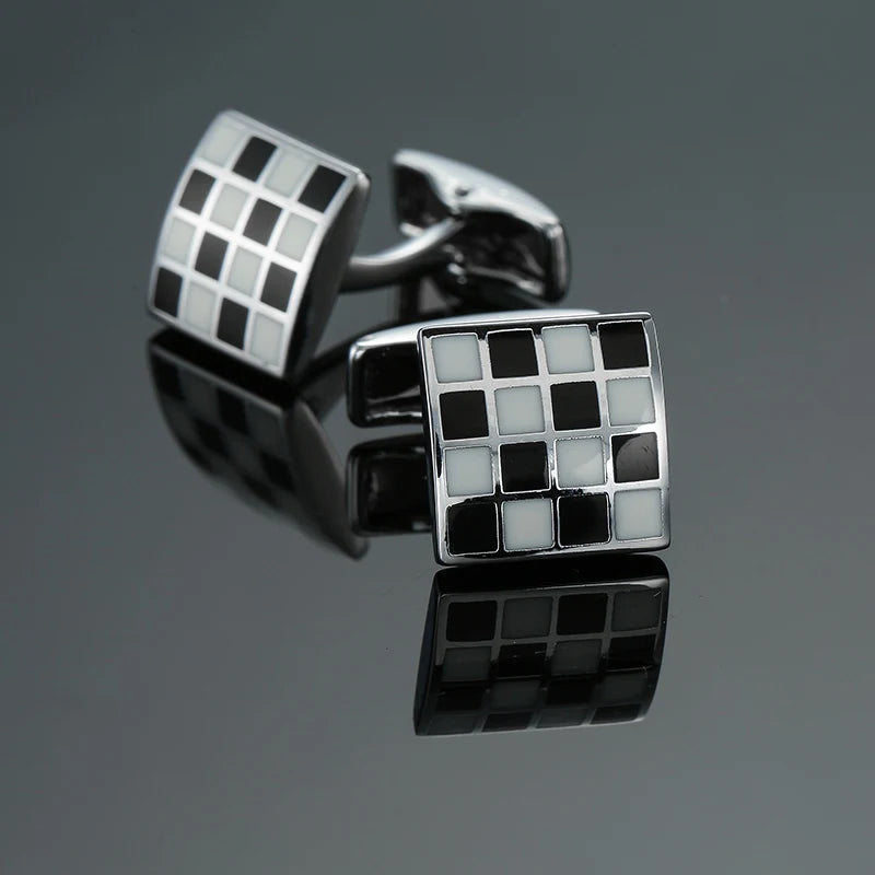 Luxury men's French shirt cufflinks classic square blue and black retro patterns cuff buttons suit accessories jewelry wholesale