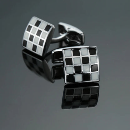Luxury men's French shirt cufflinks classic square blue and black retro patterns cuff buttons suit accessories jewelry wholesale