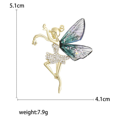 Rhinestone Ballerina Brooches for Women Acrylic Elf Pins Pearl Girls Accessories Office Party Friend Gifts