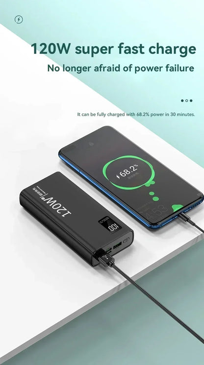 Lenovo 50000mAh 120w Super Fast Charging External Battery Ultra Capacity PowerBank Portable LED Digital Display For IPhone