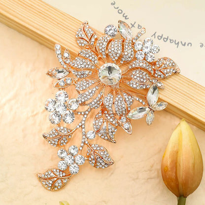Luxury Full Crystal Exaggerated Broocch Badges For Women Men Elegant Rhinestone Waterdrop Pin  Lady Clothing Coat Corsages