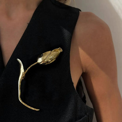 Wuli&baby Large Charming Tulip Flower Brooches Pins For Women Lady 2-color Exaggerate Flowers Bud Office Party Brooch Pins Gifts