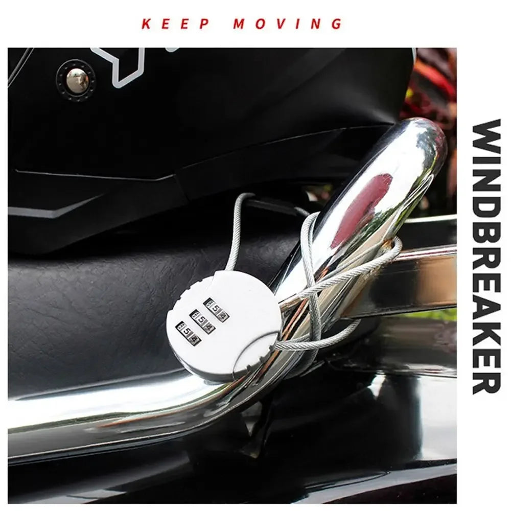 Extended Wire Rope Combination Lock 3 Digit Code Lock Password Motorcycle Helmet Metal Keyed Padlock Travel Anti-Theft Locks