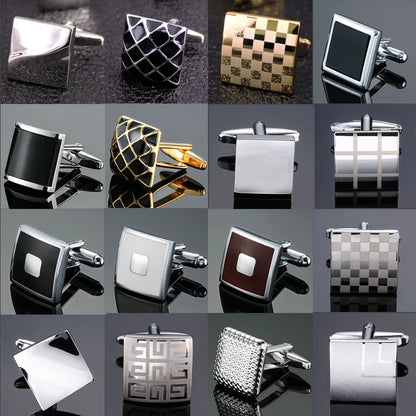 Cufflinks Man Luxury French Cufflinks Button Laser Enamel Gold Silvery Cuffs Retro Metal Buckles For Mens Shirts Tuxedo Studs