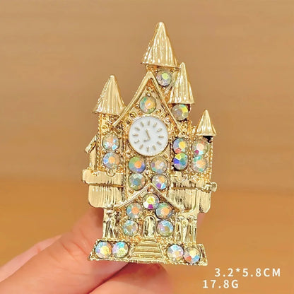 New Design Magic Castle Rhinestone Brooch Crystal Lapel Pin For Women Men Fashion Jewelry Accessories Gift