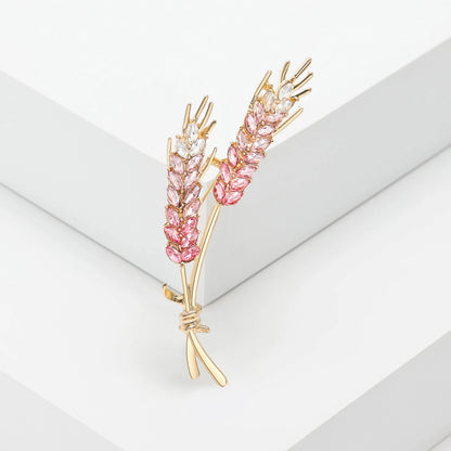 Rhinestone Wheat Ear Brooches for Women Unisex Enamel Wheat Plant Pins Banquet Party Backpack Gifts Jewelry Accessories