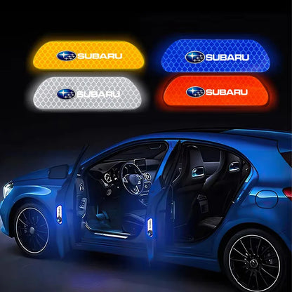 4PCS Car Stickers Door Opening Reflective Warning Sticker For Subaru STI Forester Impreza Legacy Outback XV BRZ WRX Tribeca