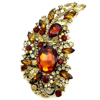 SKEDS Exaggerated Luxury Full Crystal Waterdrop Flower Brooch Pin For Women Men Shining Boutique Decoration Party Wedding Badges