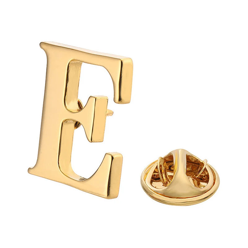 High Quality Classic Style Gold Letter A-Z Metal Brooch Women Men's Lapel Pin Women's Hat Scarf Backpack Badge Jewellery