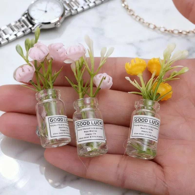 1/30Pcs Cute Mini Fridge Magnet Mini Small Vase frigerator Home 3D Vase Artificial Flower Magnet Kitchen Decoration Accessories