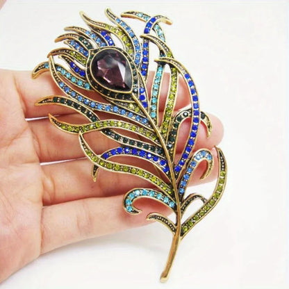 SKEDS Women Men Fashion Exquisite Crystal Feather Pearl Brooch Pin Elegant Classic Lady High-end Badges Accessories Gift