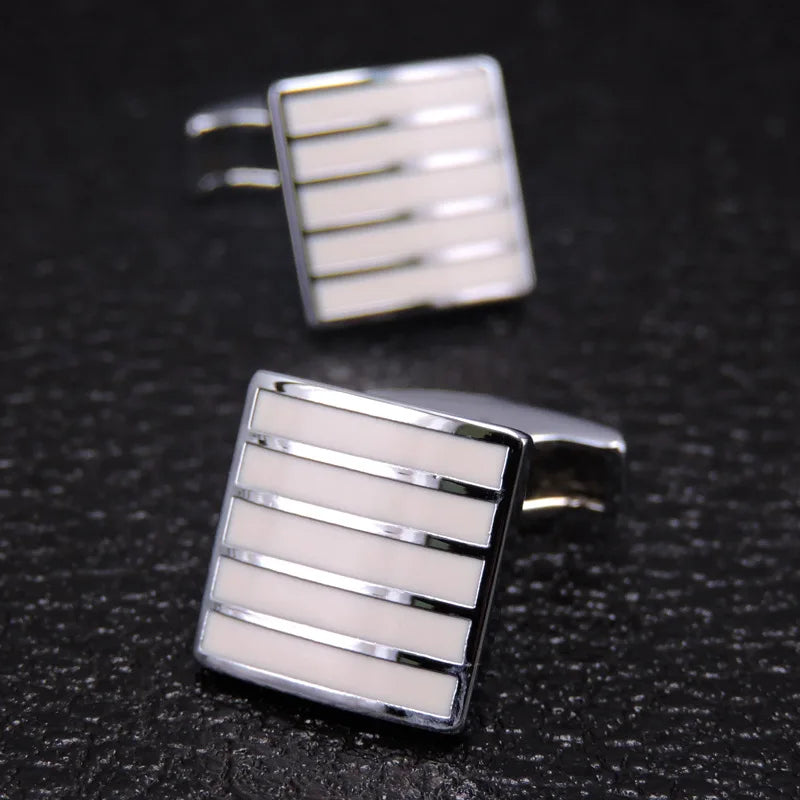 Cufflinks Man Luxury French Cufflinks Button Laser Enamel Gold Silvery Cuffs Retro Metal Buckles For Mens Shirts Tuxedo Studs