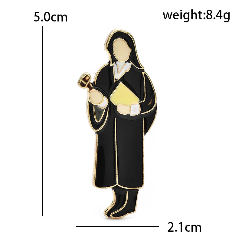 Wuli&baby Enamel Lawyer Brooches For Women Unisex Wear Lawyer's Gown Person Figure Party Office Brooch Pins Gifts