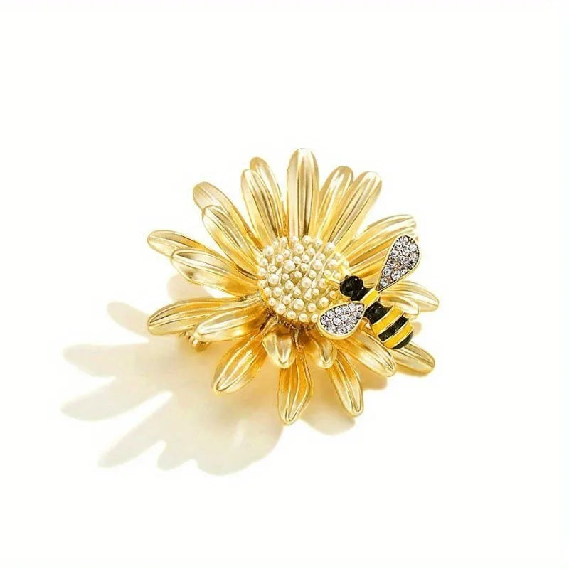 SKEDS Ladies' Exquisite Countryside Chrysanthemum Brooch Elegant Suit Accessory Coat Corsage High-End Luxury Sunflower Pin