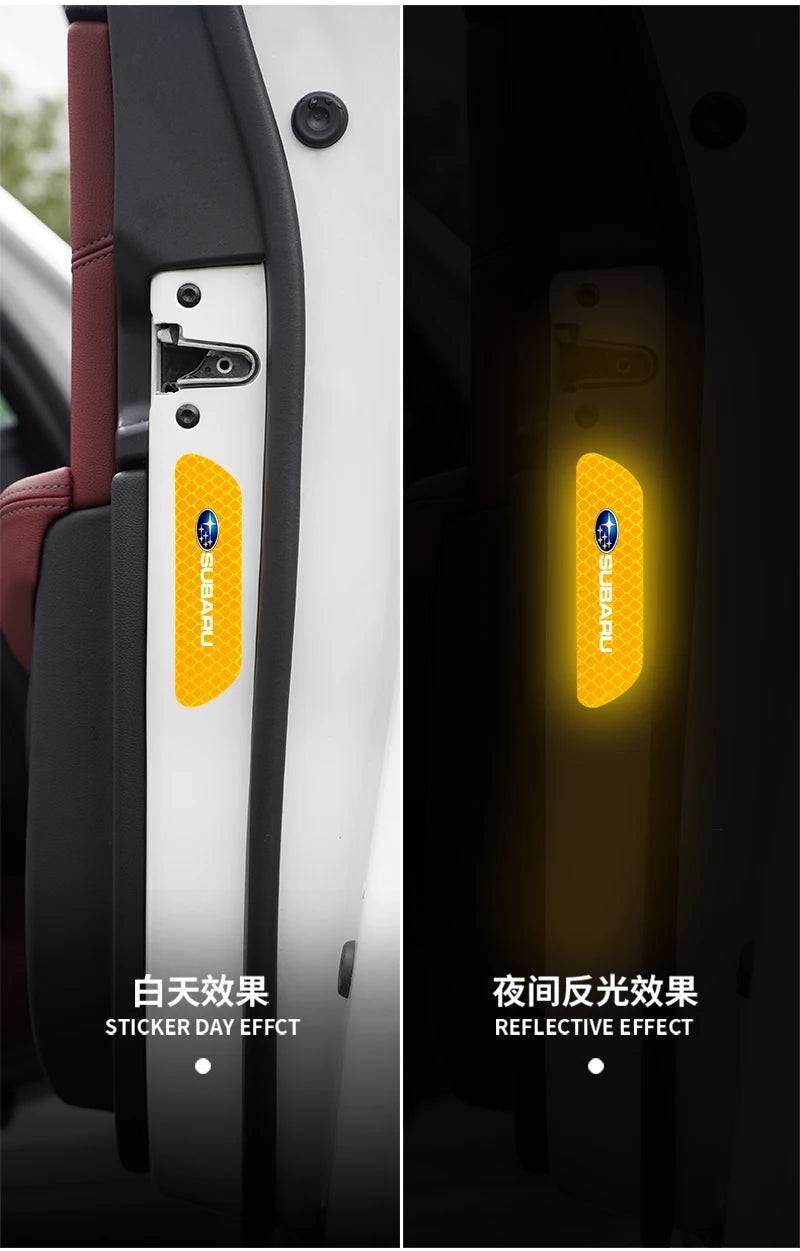 4PCS Car Stickers Door Opening Reflective Warning Sticker For Subaru STI Forester Impreza Legacy Outback XV BRZ WRX Tribeca