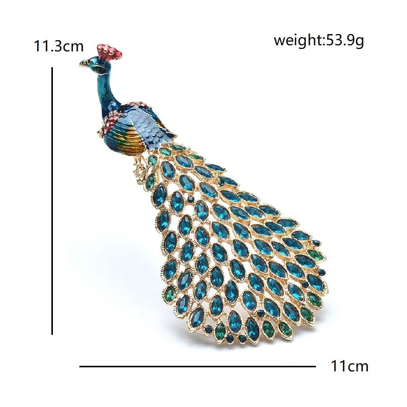 Wuli&baby Large Luxury Peacock Brooches For Women Lady Beautiful Enamel Bird Office Party Brooch Pins Gifts