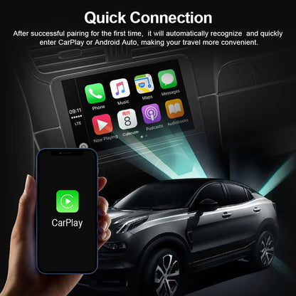 TIMEKNOW New 2 In1 CarPlay & Android Auto Mini Box Wireless CarPlay Adapter Wired to Wireless CarPlay For USB/Type C Dongle