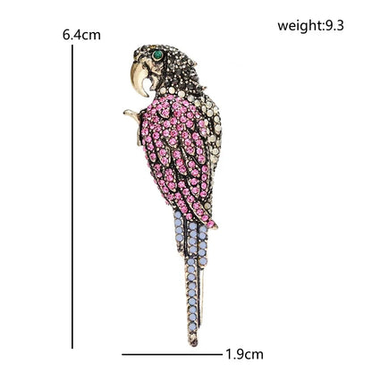 Wuli&baby Vintage Parrot Bird Brooches For Women Unisex Beautiful Rhinestone Animal Party Office Clothes Brooch Pins Gifts
