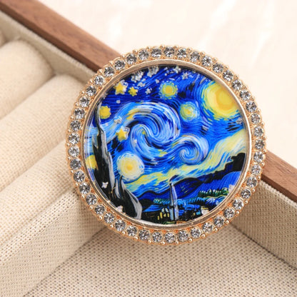 Baroque Luxury Starry Night Wheat Field Oil Painting Design Brooch for Men and Women, Jewelry, Fashion Accessories, Party Gift