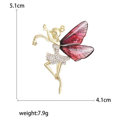 Rhinestone Ballerina Brooches for Women Acrylic Elf Pins Pearl Girls Accessories Office Party Friend Gifts
