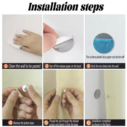 4Pairs Curtain Magnets Closure with Self-Adhesive Patch Keep Curtain Closed Bathroom Bedroom Magnetic Light-Blocking Buckle
