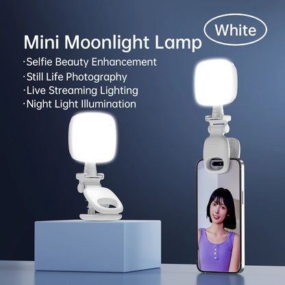 Portable Clip On Mini LED Selfie Fill Light Dimmable Beauty Lamp For Phone Shooting Night Photography Pocket Moonlight Light