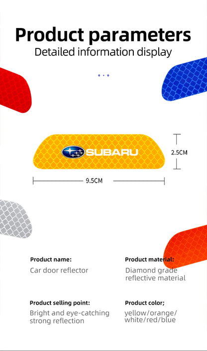 4PCS Car Stickers Door Opening Reflective Warning Sticker For Subaru STI Forester Impreza Legacy Outback XV BRZ WRX Tribeca