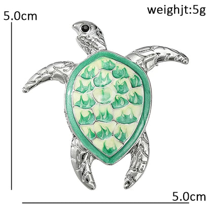 Wuli&baby Lovely Swimming Turtle Brooches For Women Unisex Green Enamel Water Animal Party Casual Brooch Pin Gifts
