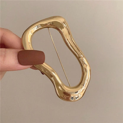 Trendy Irregular Big Circle Brooches for Women Men Gold Plated Silver Color Metal Lapel Pins Geometric Jewelry Gifts