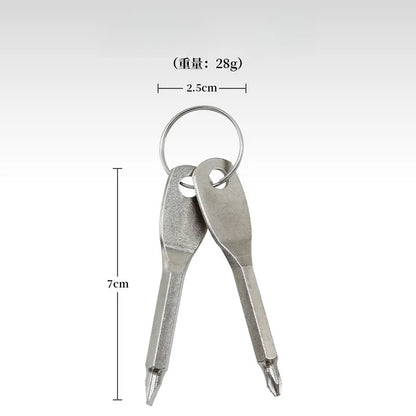 Portable screwdriver, outdoor EDC, portable multifunctional tool, flat screwdriver, cross screwdriver with keyring