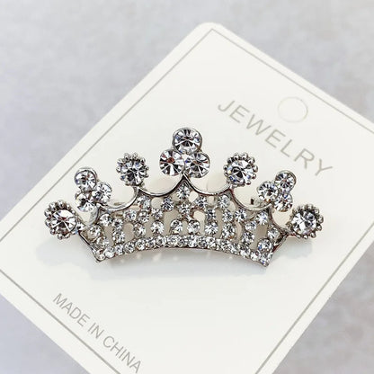 Fashion Crown Brooch For Women Vintage Zircon Crystal Luxurious Jewelry Girl Princess Gift