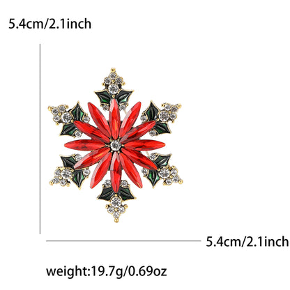 Christmas Rhinestone Snowflake Brooches for Women Unisex Pearl Flower Pins Office Party Friend Gifts Jewelry Accessories