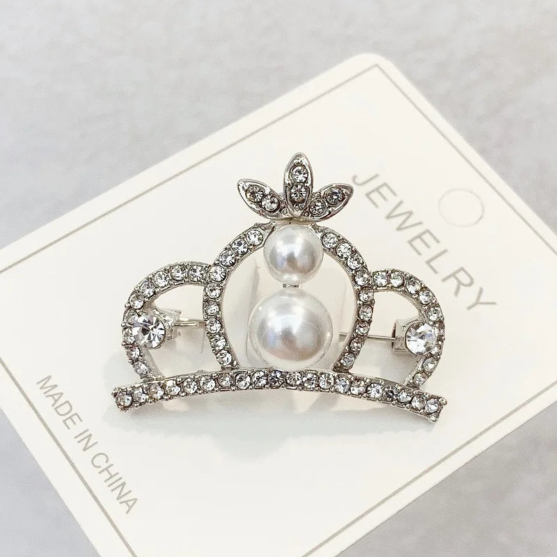 Fashion Crown Brooch For Women Vintage Zircon Crystal Luxurious Jewelry Girl Princess Gift