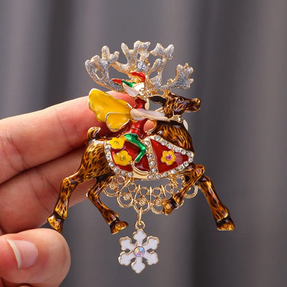 Christmas Santa Claus Elk Design Men Women Brooch Pins, Jewelry Accessories, Wedding Holiday Party Couple Surprise Gift