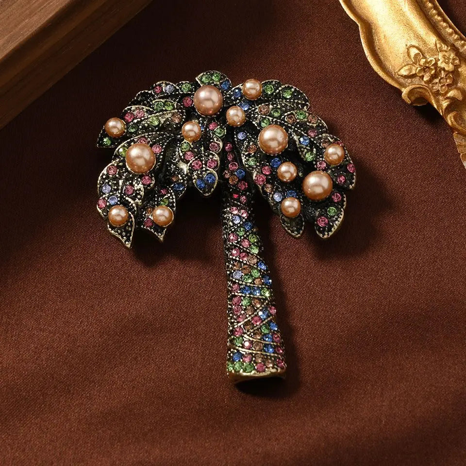 Baroque Luxury Beautiful Coconut Tree Design Men's Women's Brooch Pins，JewelryAccessories, WeddingHolidayPartyCoupleSurpriseGift