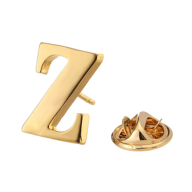 High Quality Classic Style Gold Letter A-Z Metal Brooch Women Men's Lapel Pin Women's Hat Scarf Backpack Badge Jewellery