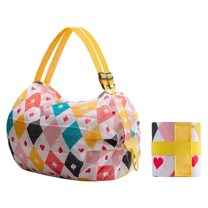 Large Foldable Shopping Bag Reusable Eco Bag Grocery Package Beach Toy Storage Bags Shoulder Cat Lemon Printing Pouch Tote Pouch