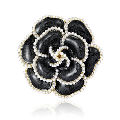 Beaut&Berry Luxury White Camellia Brooches for Women Flower Plant Pins Friends Party Gift Banquet Jewellery Accessories