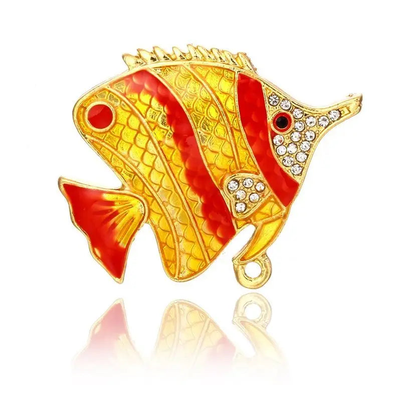 SKEDS Fashion Cute Fish Crystal Enamel Brooch Pin For Women Men Trendy Sea Animal Vintage Brooches Badges Clothes Jewerly Gift