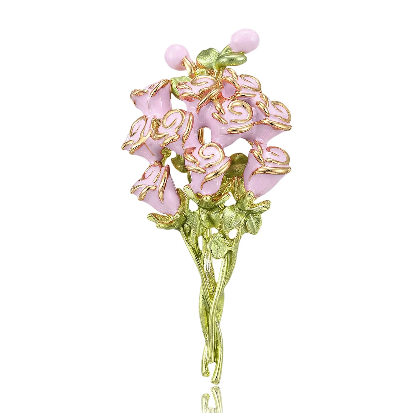 Beaut&Berry Luxury Enamel Rose Bouquet Brooches for Women Unisex Mother’s Day Pins Casual Party Jewelry Accessories Gifts