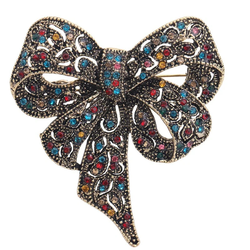 Luxury Sparkling Rhinestone Bow Brooch for Women Men Crystal Bowknot Pins Office Party Friend Jewelry Accessories Gifts