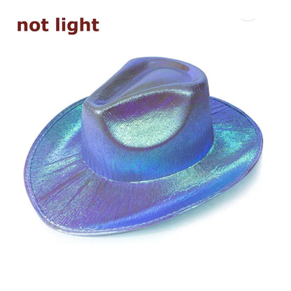 LED Glowing Cowgirl boy Hat Neon Luminous Bride Hat For Holiday Light Up Supplies Fluorescent Party Props Bachelorette Party Hat